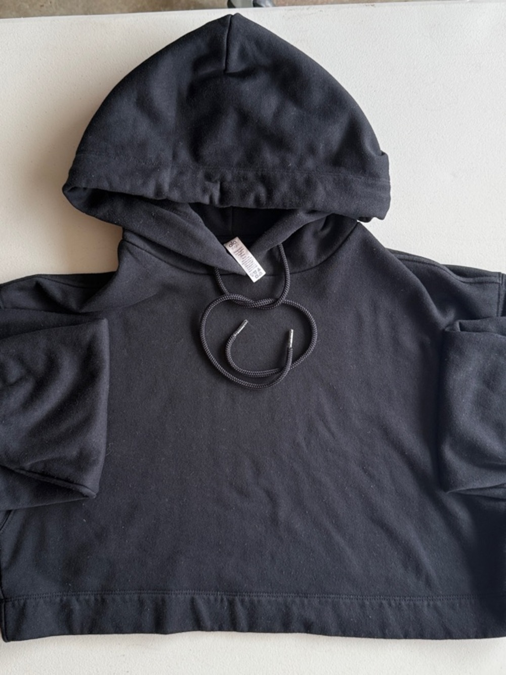 Alo Yoga Black Vintage Cropped Bae Hoodie, Black